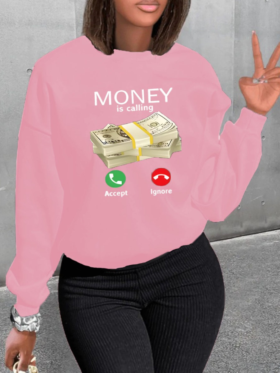 LW Money Letter Print Sweatshirt