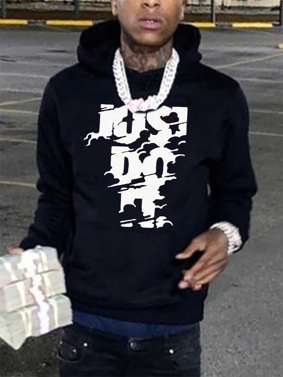 LW Men Just Do It Letter Print Hoodie