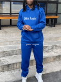 LW Men Letter Print Kangaroo Pocket Tracksuit Set