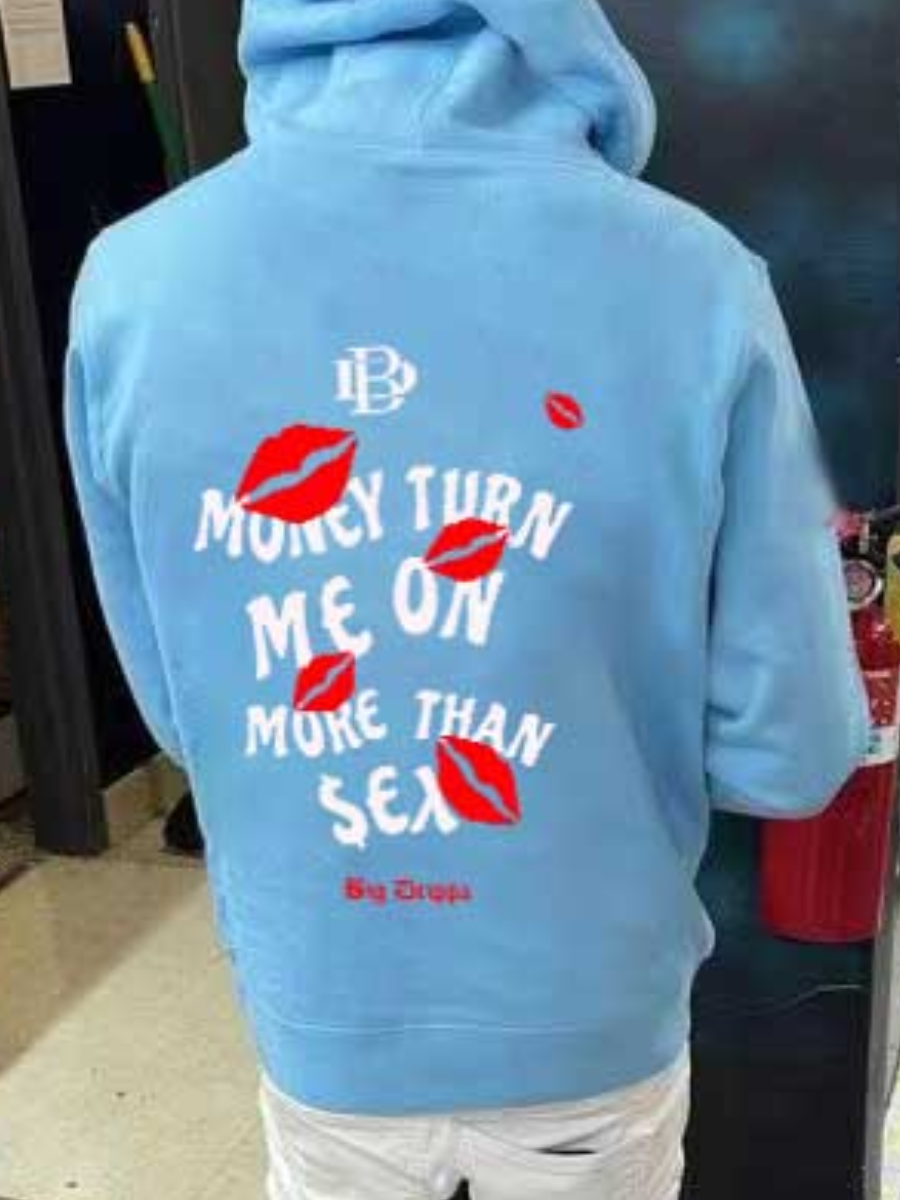 LovelyWholesale Men Lip Letter Decor Hoodie Fall Long Sleeve Casual Spring Summer 2024
