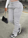 LW Plus Size Mid Waist Drawstring Ruched Sweatpants