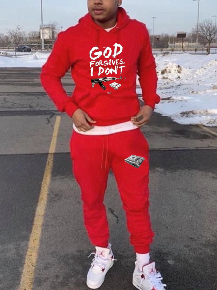 LovelyWholesale Men Money Letter Tracksuit Set Fall Casual Spring Summer 2024