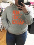LW Plus Size Letter Print Kangaroo Pocket Hoodie