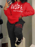 LW Plus Size Nope Not Today Letter Print Tracksuit Set