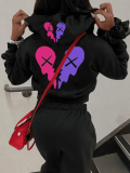 LW Broken Heart Print Kangaroo Pocket Jacket