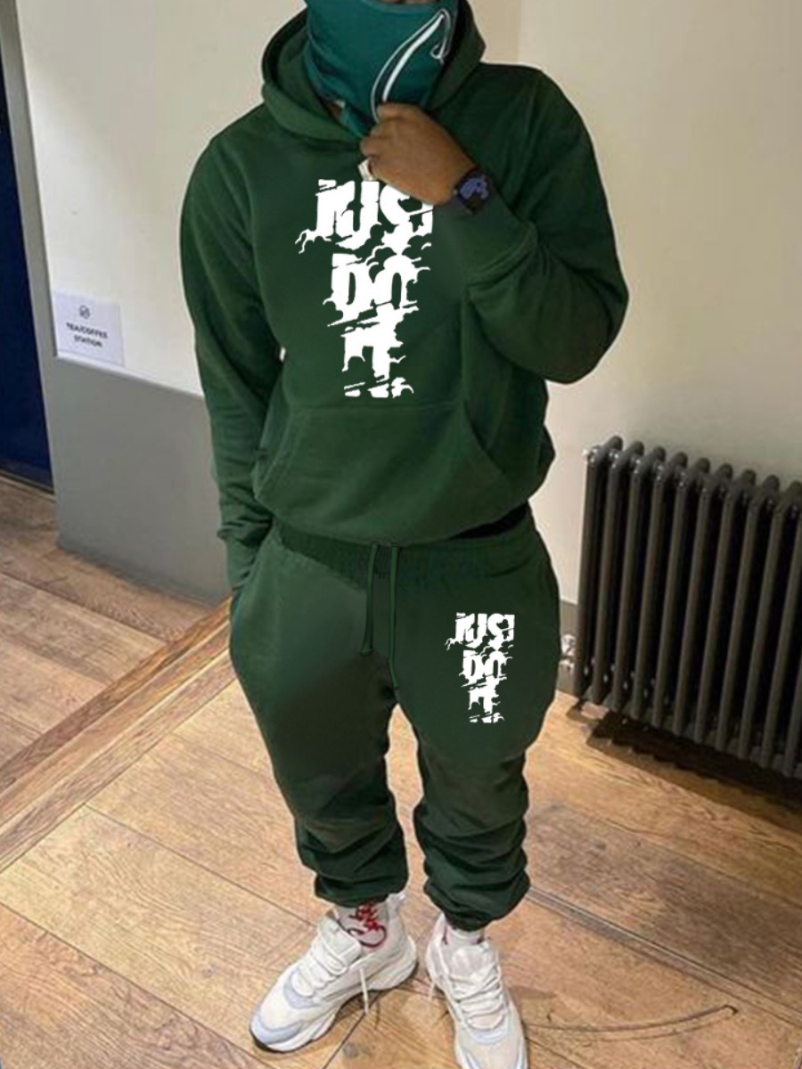LW Men Just Do It Letter Print Tracksuit Set
