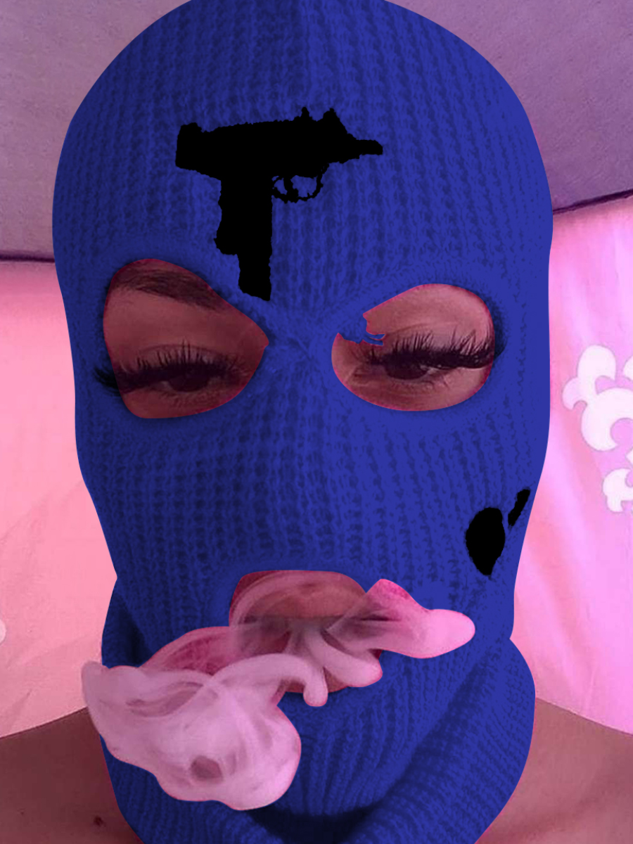 LW Broken Heart Print Knit Face Mask