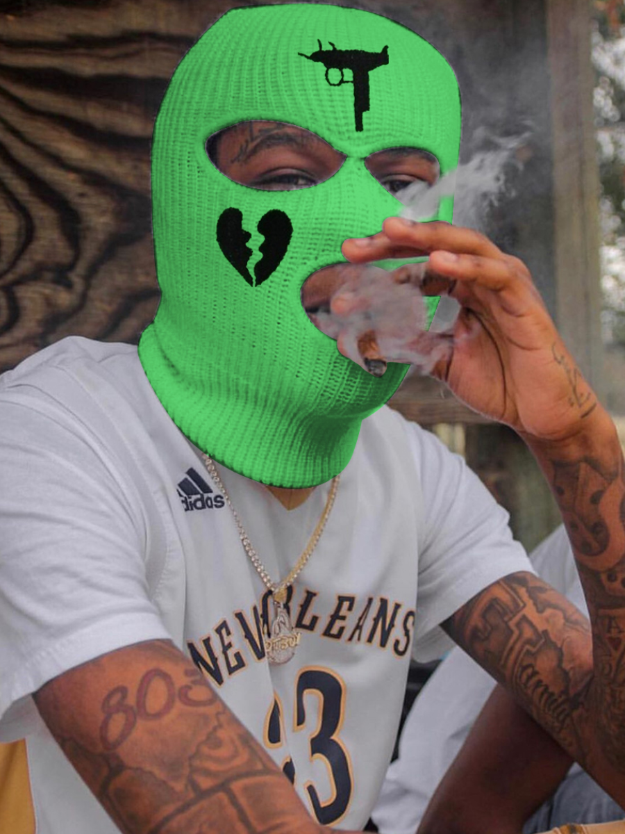 LW Broken Heart Print Knit Face Mask