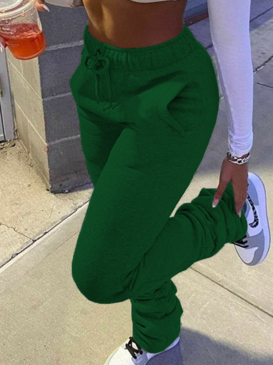 LW Mid Waist Drawstring Stacked Sweatpants