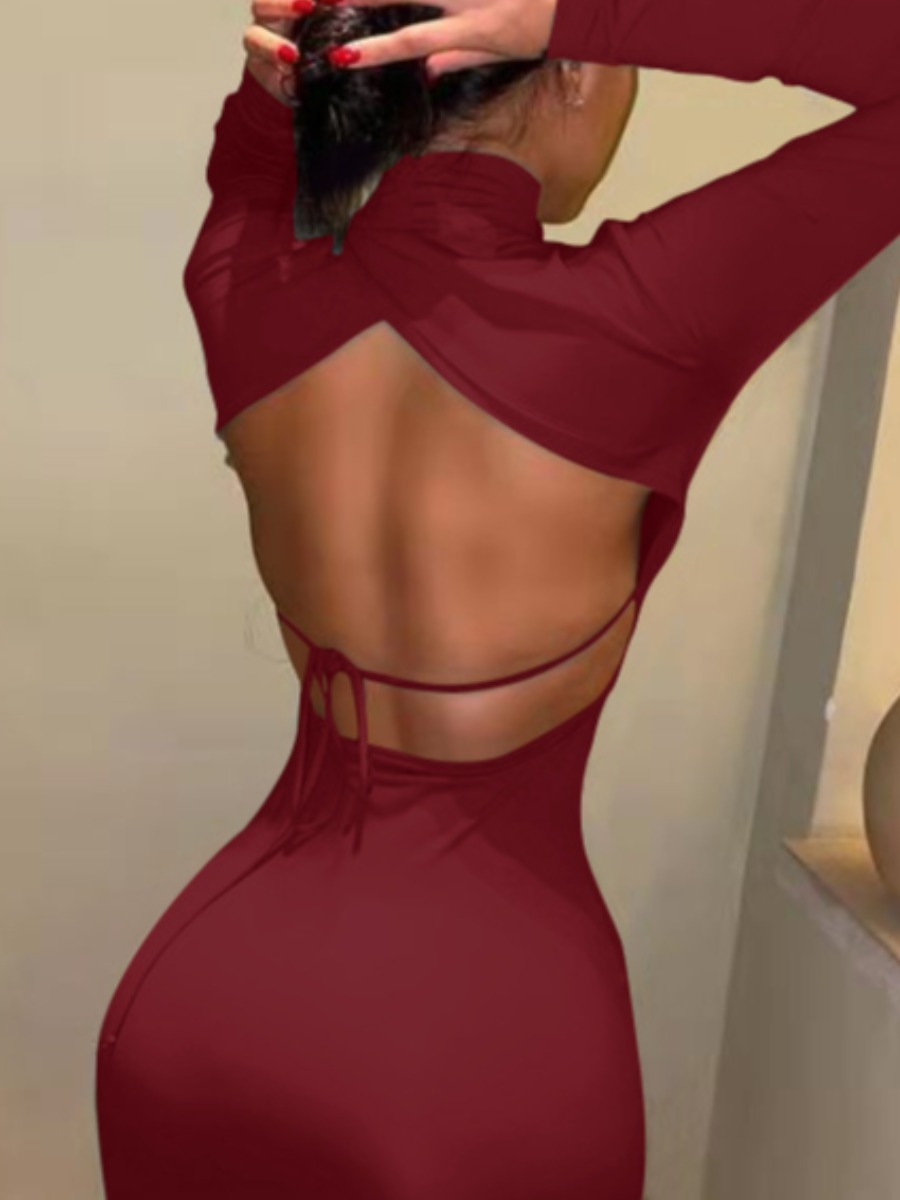 LW SXY Backless Bandage Design Bodycon Dress