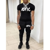 LW Men Letter Print Drawstring Pants Set