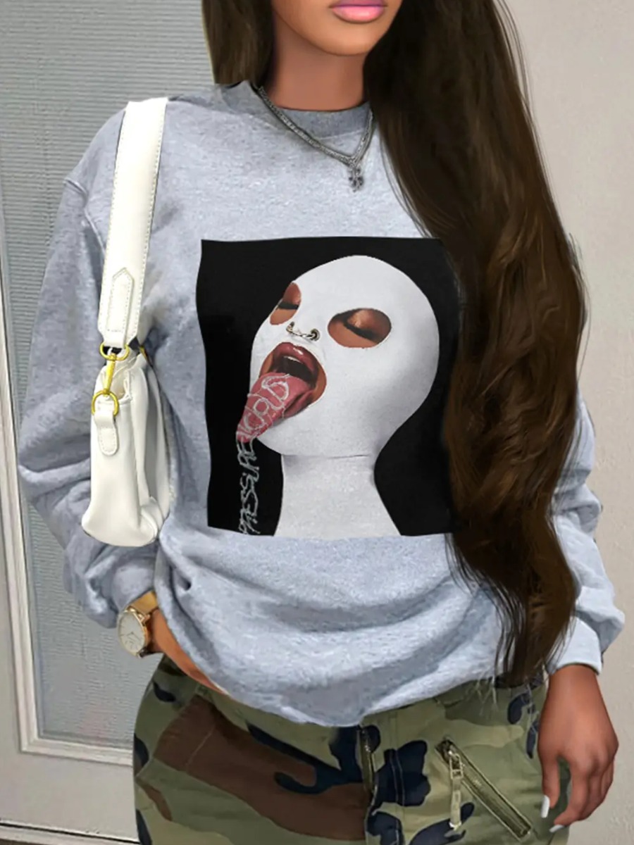 LW Masked Face Figure Print Sweatshirt