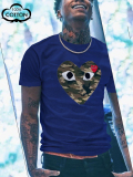 LW COTTON Men Heart Camo Eye Print T-shirt