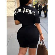 LW Plus Size Letter Print Regular Fit Stretchy Sho