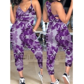 LW COTTON Casual Camouflage Printed Purple One-pie