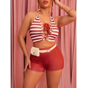 LW SXY Striped Bandage Design Two Piece Shorts Set