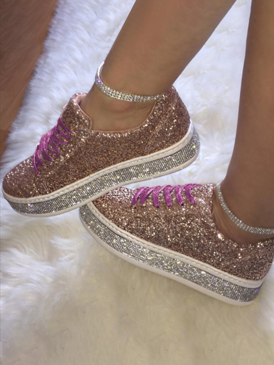 LW Round-toe Sequined Flats