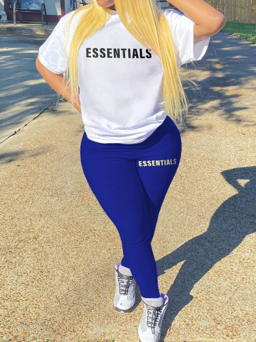 LW Plus Size Essentials Letter Print Pants Set