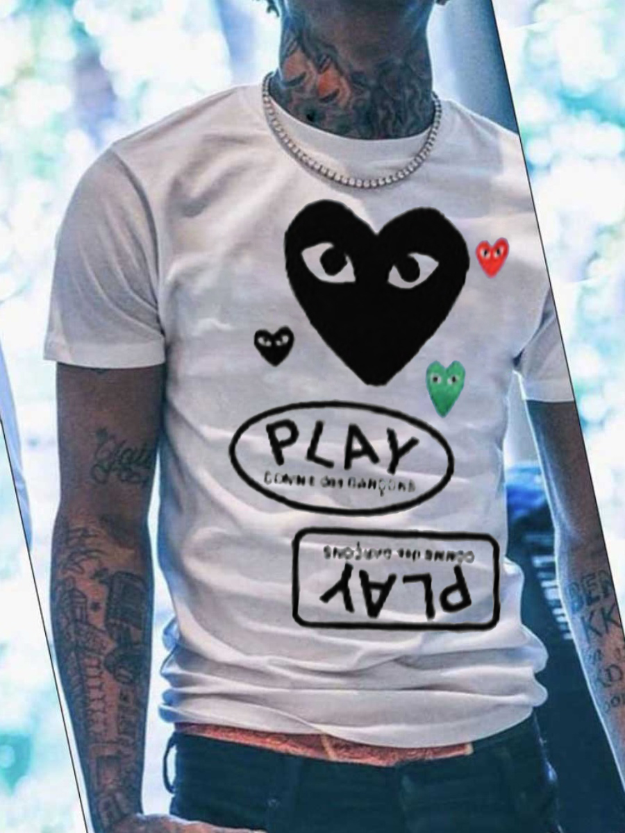 LW Men Heart Eye Letter Print T-shirt