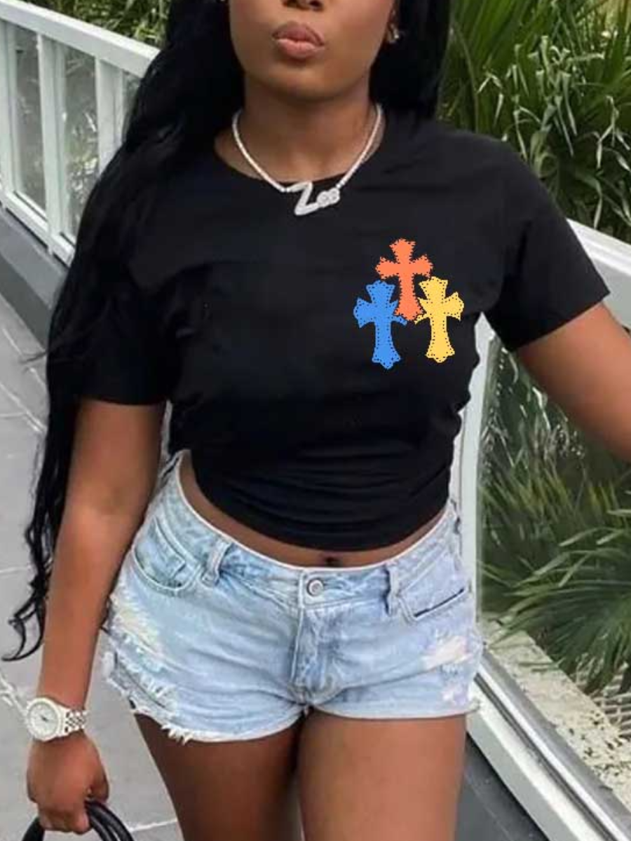 LW Cross Print Regular Fit T-shirt