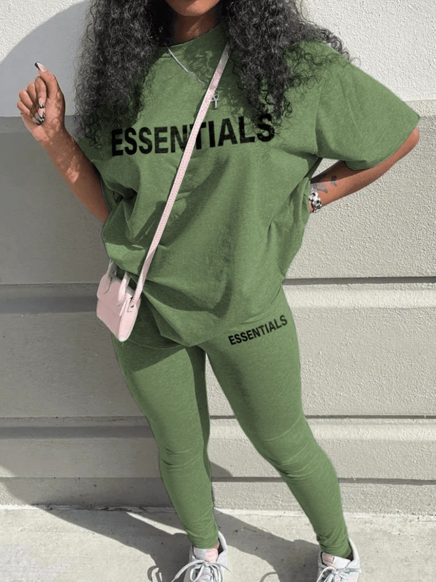 LW Essentials Letter Print Pants Set