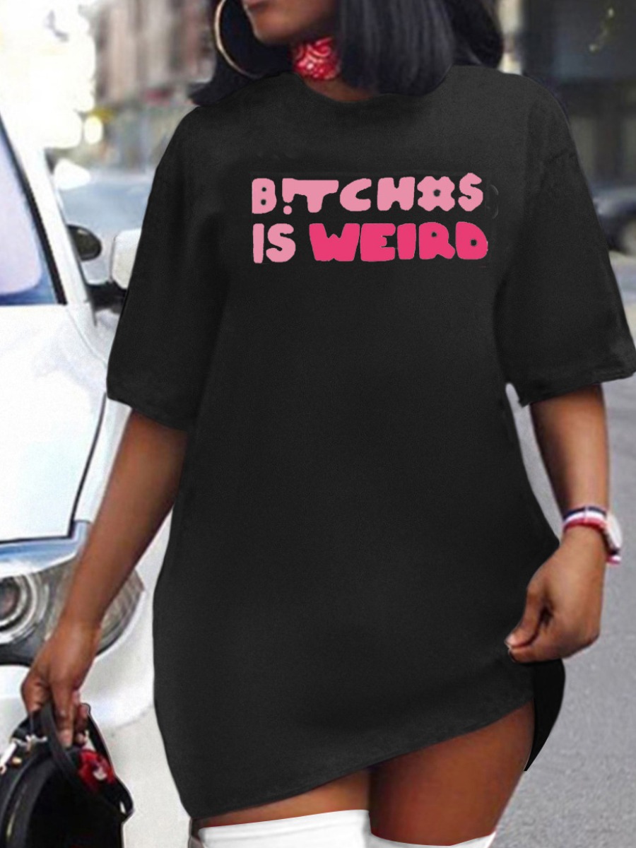 LW Plus Size Dropped Shoulder Letter Print T-shirt
