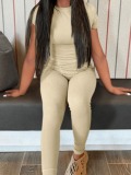LW BASICS Solid Color Skinny Medium Stretchy Pit Article Fabrics Two-piece Pants Set