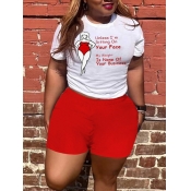 LW Plus Size Figure Letter Print Shorts Set