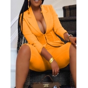 LW Plus Size Turndown Collar Blazer Shorts Set