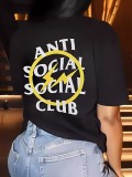 LW Anti Social Social Club Letter Print T-shirt