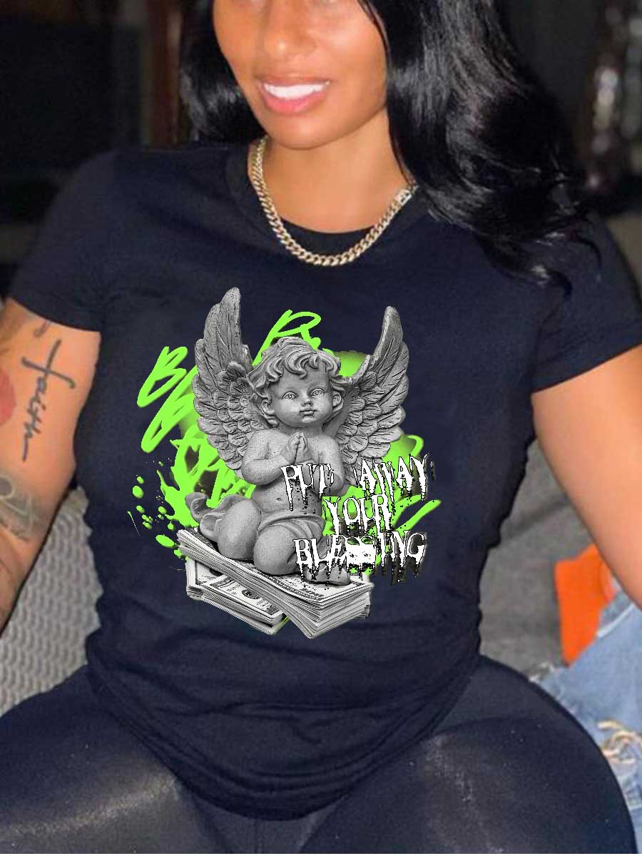 LW Figure Money Letter Print T-shirt
