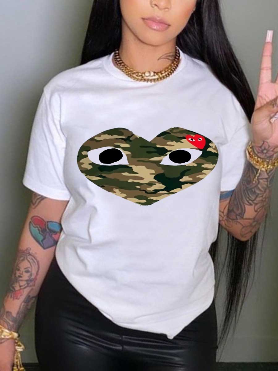 LW Camo Heart Eye Print T-shirt