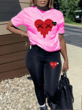 LW Plus Size Heart Print Skinny Stretchy Pants Set