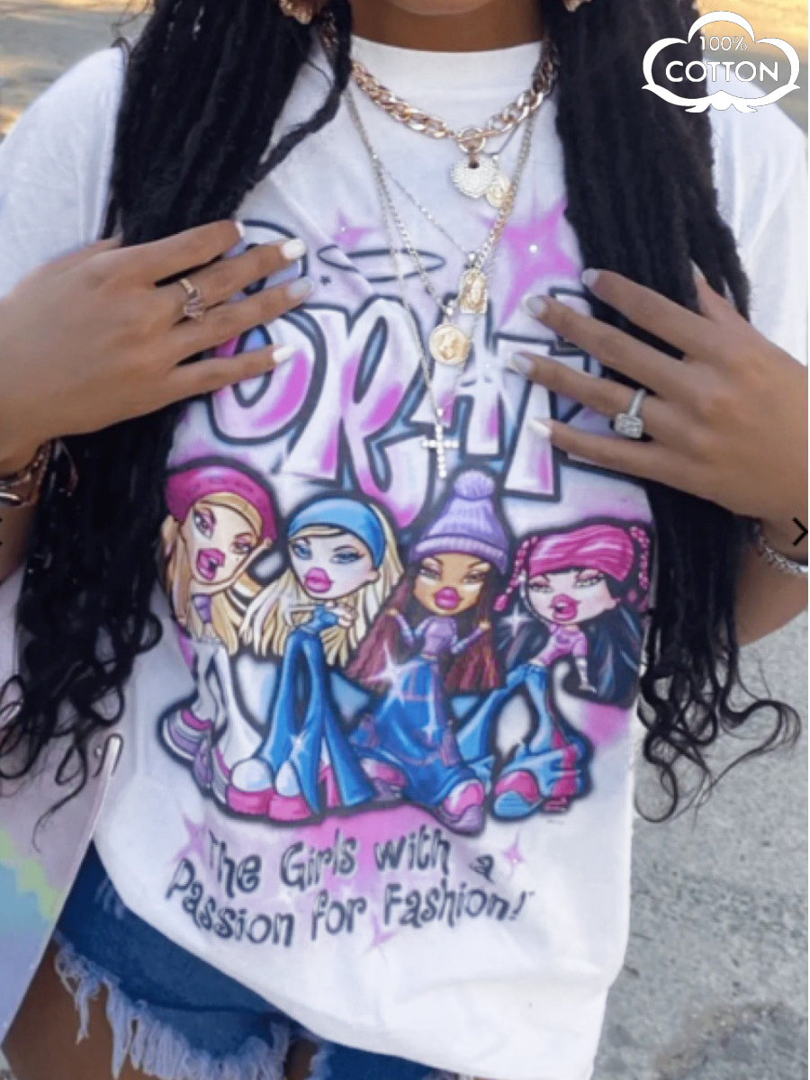 LW COTTON Graffiti Letter Print T-shirt