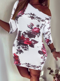 LW Plus Size Inclined Neck Floral Print Bodycon Dress