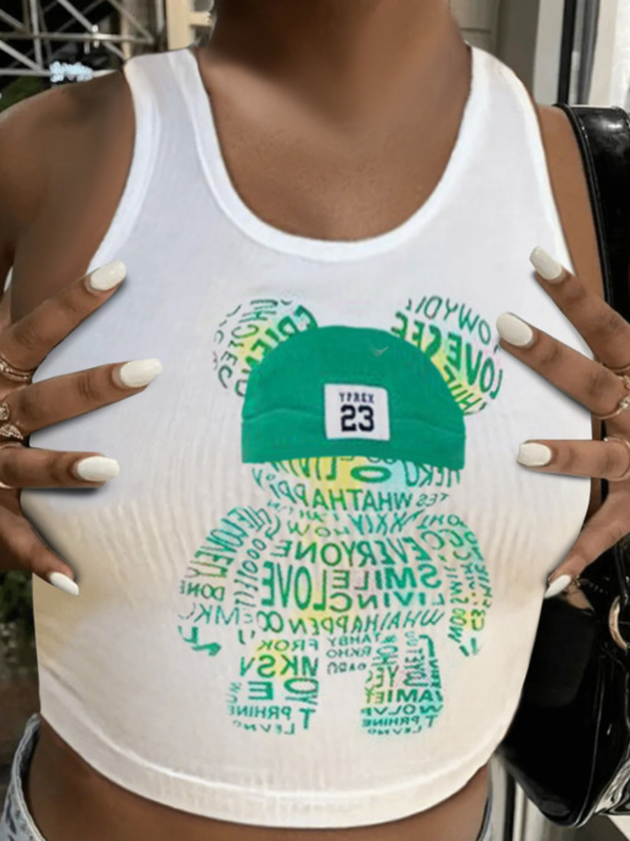 LW Cartoon Letter Print Camisole