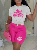 LW Stay Humble Letter Print Shorts Set