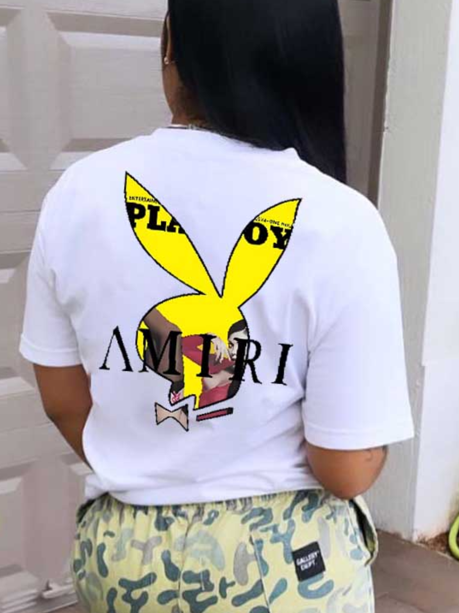 LW Cartoon Amiri Letter Print T-shirt