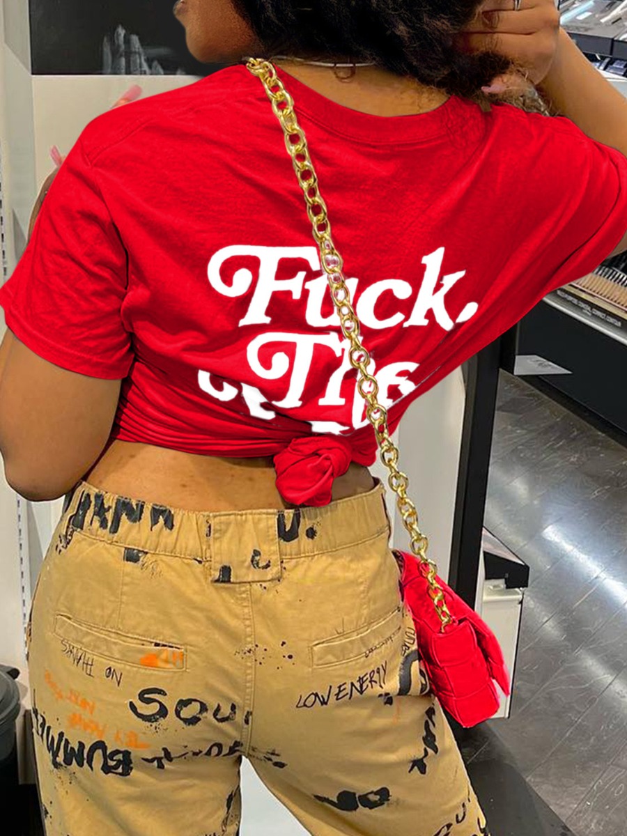 LW Plus Size Letter Print Regular Fit T-shirt