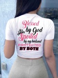 LW Crown Blessed Letter Print T-shirt