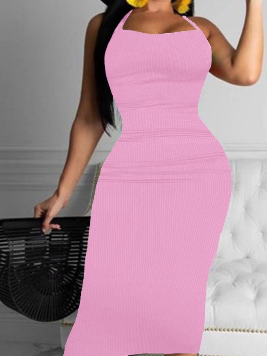 LW BASICS Plus Size Rib Knit Bodycon Cami Dress
