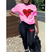 LW Plus Size Heart Print Skinny Stretchy Pants Set