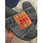 LW Letter Decor Denim Slides