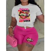 LW Money Letter Lip Print Shorts Set