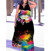 LW Plus Size Butterfly Lip Print Loose Dress