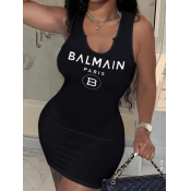 LW Letter Print Bodycon Cami Dress