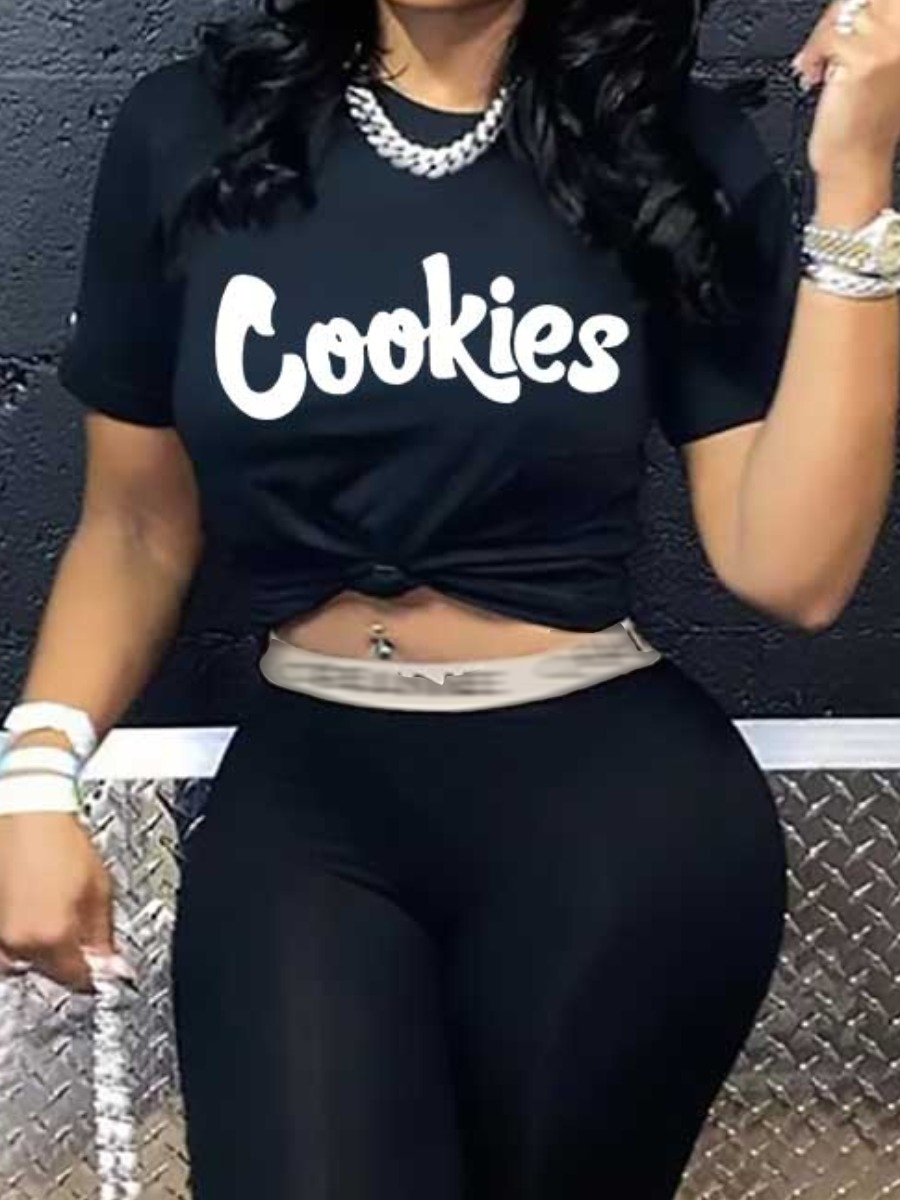 LW Plus Size Cookies Letter Print T-shirt