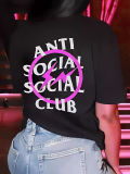 LW Plus Size Social Club Letter Print T-shirt