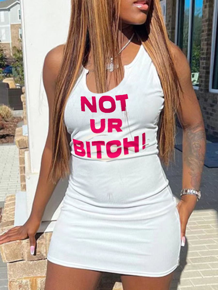 LW Letter Print Bodycon Cami Dress