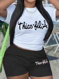 LW Thicc-fil-a Letter Print Regular Fit Shorts Set